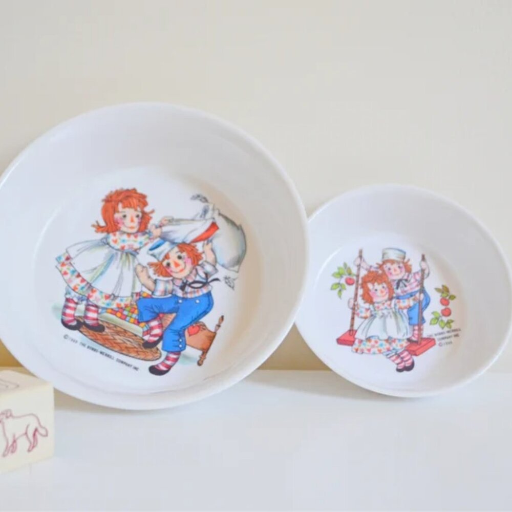 Vintage Kids' 1969 Oneida Deluxe Raggedy Ann & Andy Melamine Dish Set